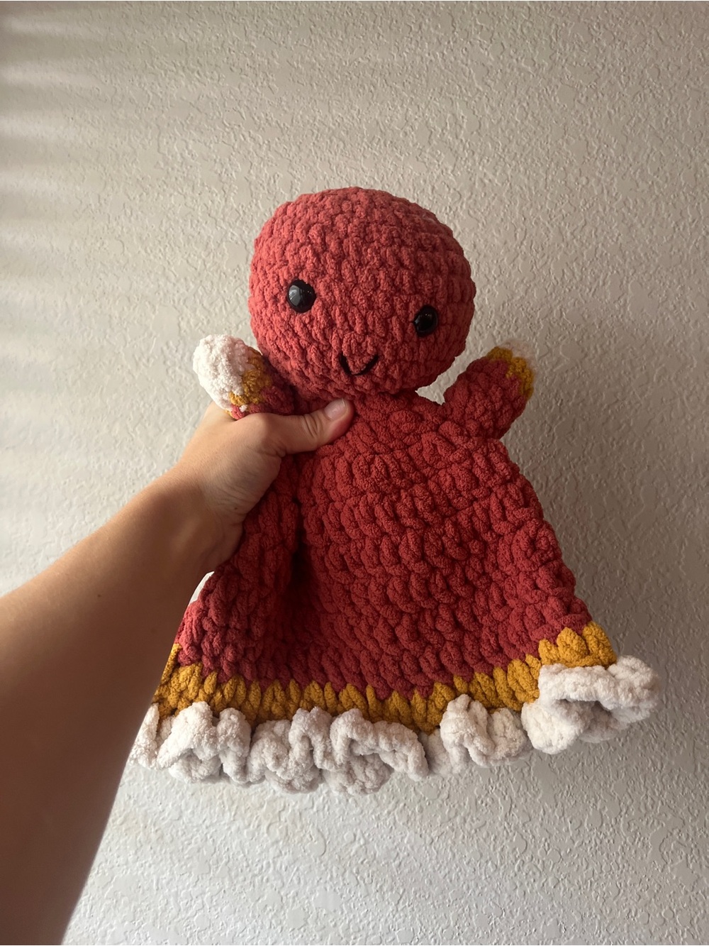 Handmade Plush Ghost Lovey - Candy Corn Colors